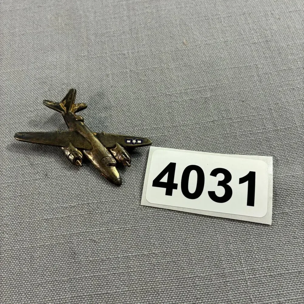 Vintage WWII USAAF Sterling Silver Bomber Airplane Sweetheart Brooch Pin